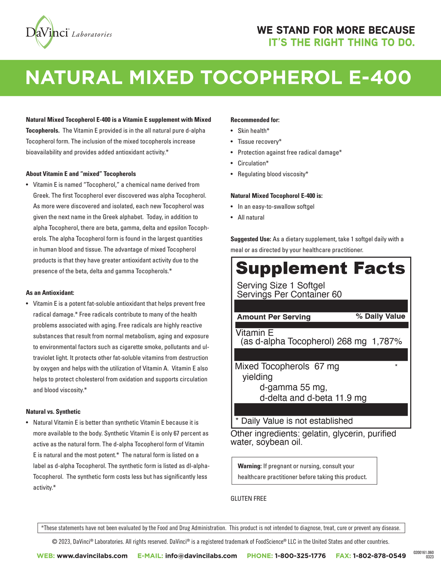 Natural Mixed Tocopherol E-400 #60