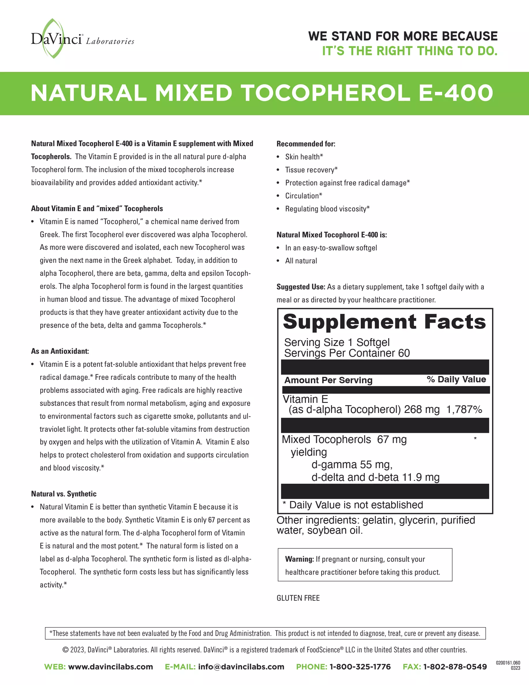 Natural Mixed Tocopherol E-400 #60